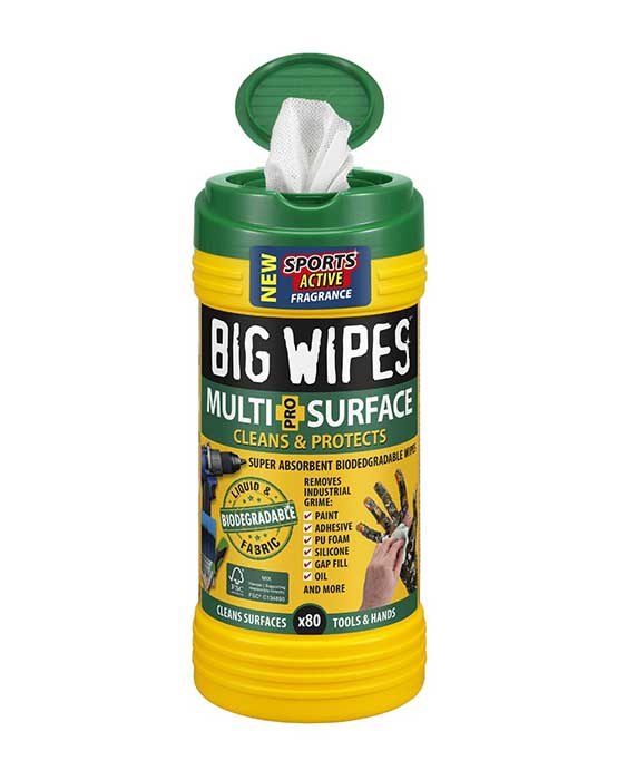Big Wipes Multi Surface – mjuka våtservetter för händer och ytor (8×80 ark)