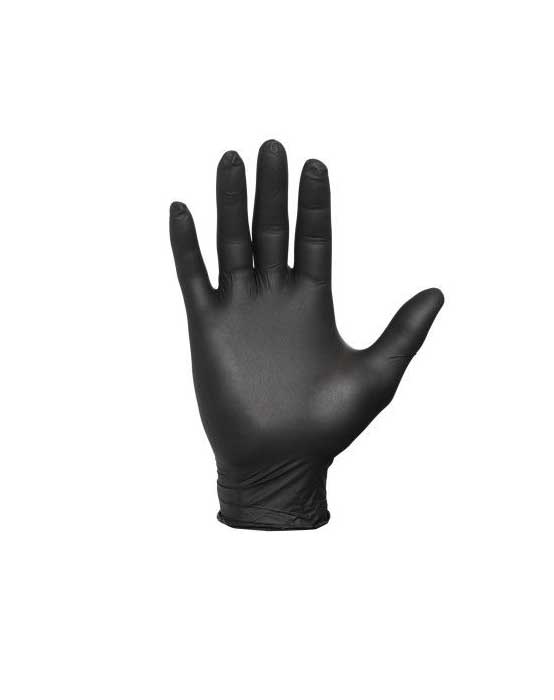 Engångshandske Nitril Worksafe Black – 100 st/frp, svart nitrilhandske, puderfri och mikroruggad