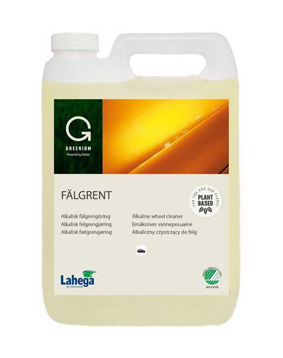 Lahega Greenium Fälgrent 5 liter – växtbaserat rengöringsmedel för plast, aluminium och stålfälgar som avlägsnar olja, bromsdamm och vägsalt